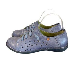 Jungla Shoes Women’s Size 6-6.5 Blue Leather Casual Sneakers Strappy Elastic 37
